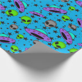 Alien UFO Geschenkpapier (Ecke)