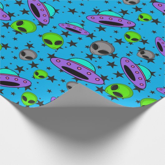 Alien UFO Geschenkpapier (Ecke)