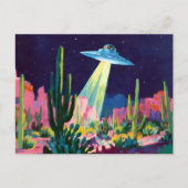 Alien UFO in der Wüste Postkarte (Vorderseite)