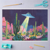 Alien UFO in der Wüstendekoupage Seidenpapier (Basteln)