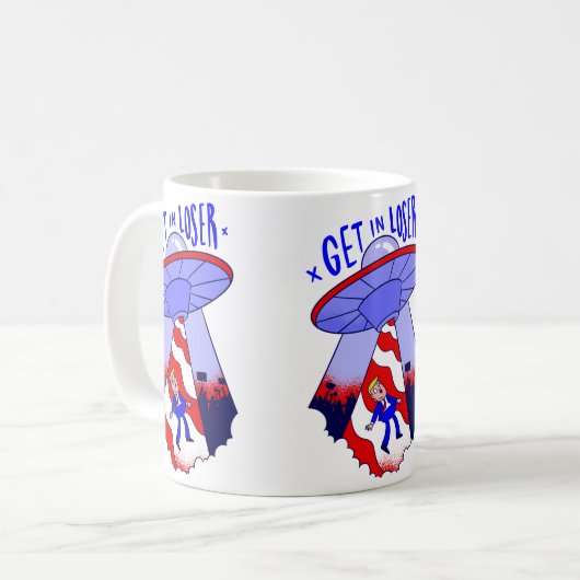 Alien ufo in eine verengte Trumpf Kaffeetasse (Vorderseite Links)