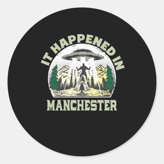Alien UFO in Manchester City Runder Aufkleber (Vorderseite)