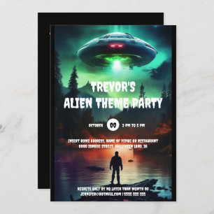 Alien UFO-Invasion Geburtstagsparty Einladung