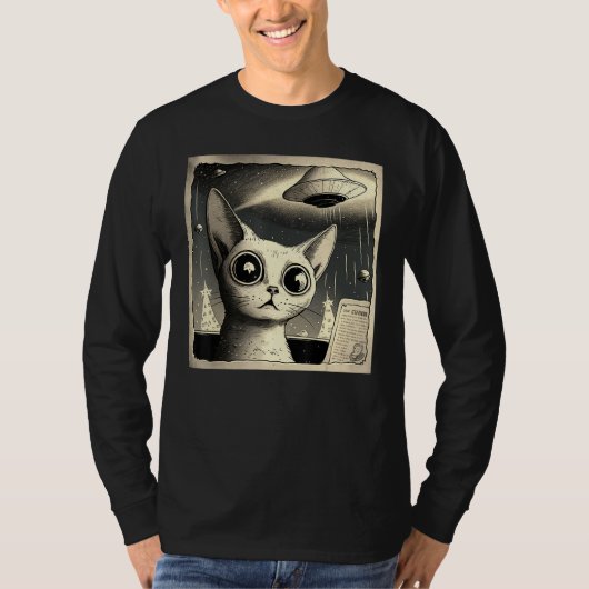 Alien-UFO-Katzen-Selfie T-Shirt (Vorderseite)