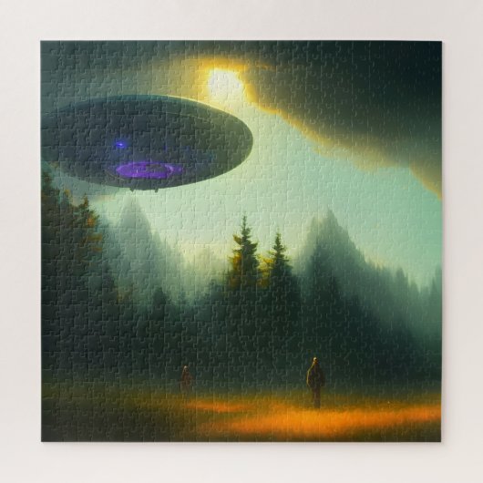 Alien UFO Landung in der Science Fiction Wald Puzzle (Vertikal)