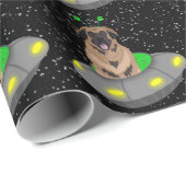Alien UFO Leonberger Geschenkpapier (Rolleneckpunkt)