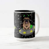 Alien UFO Leonberger Zweifarbige Tasse (VorderseiteRechts)