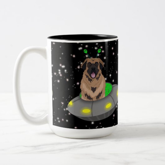 Alien UFO Leonberger Zweifarbige Tasse (Links)