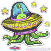 Alien UFO mit Tentacles Art Aufkleber (Vorderseite)