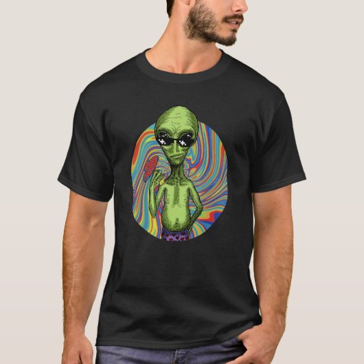Alien UFO Mushroom Psychedelic Trippy Outer Space  T-Shirt (Vorderseite)