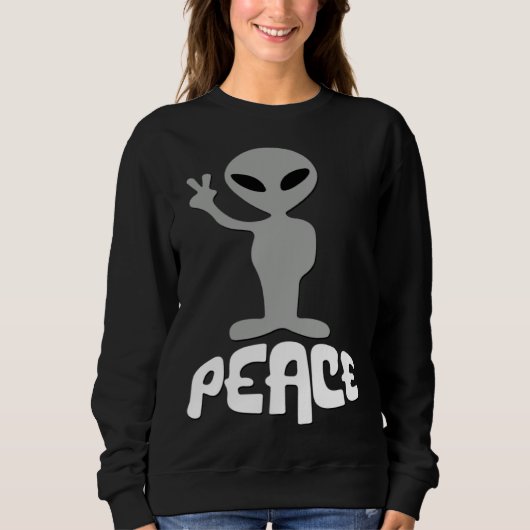 Alien UFO Peace Sign Sweatshirt (Vorderseite)