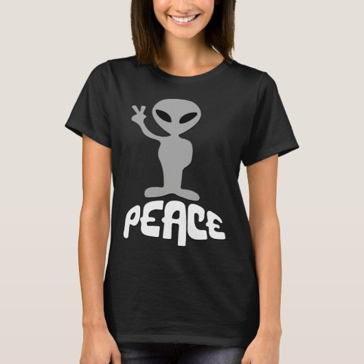 Alien UFO Peace Sign T-Shirt (Vorderseite)