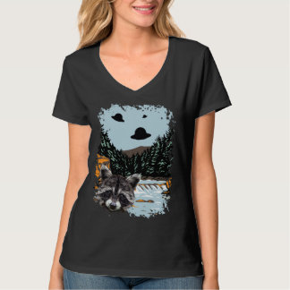 Alien UFO Raccoon Lovers Extraterrestrial Encounte T-Shirt