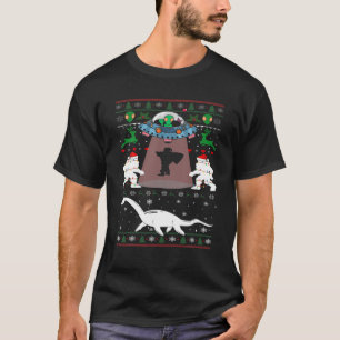 Alien UFO Santa Xmas Lights Alien Dinosaur Bigfoot T-Shirt