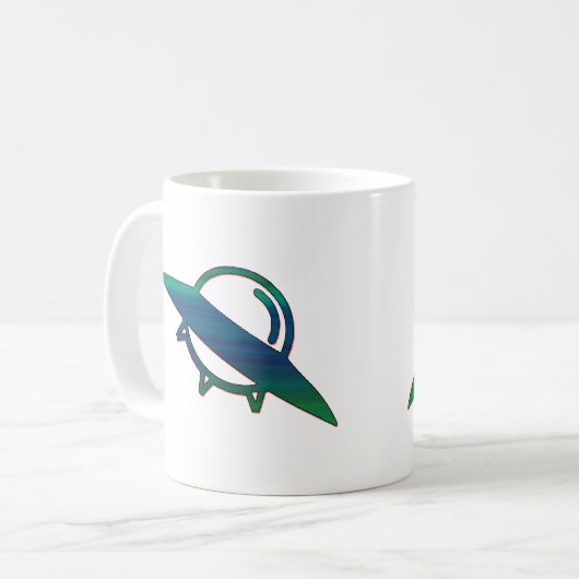 Alien UFO Ship Minimalist Mug | Sci-Fi Art Kaffeetasse (Vorderseite Links)