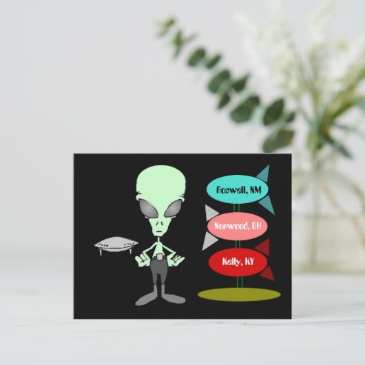 Alien UFO Sighting Hot Spots Postkarte (Stehend Vorderseite)