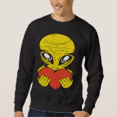 Alien UFO Space Alien Heart Sweatshirt (Vorderseite)