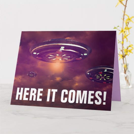 ALIEN UFO SPACESHIP FUNNY BIG BIRTHDAY CARD KARTE (Gelbe Blume)