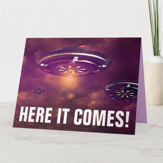 ALIEN UFO SPACESHIP FUNNY BIG BIRTHDAY CARD KARTE (Vorderseite)