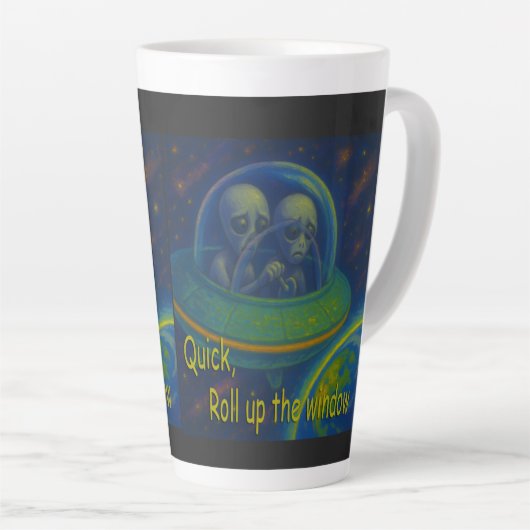 Alien UFO Spaß Science Fiction aufrollen Milchtasse (Rechte Ecke)