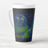 Alien UFO Spaß Science Fiction aufrollen Milchtasse (Linke Ecke)