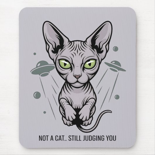 Alien UFO Sphynx Cat Illustration Mousepad (Vorne)