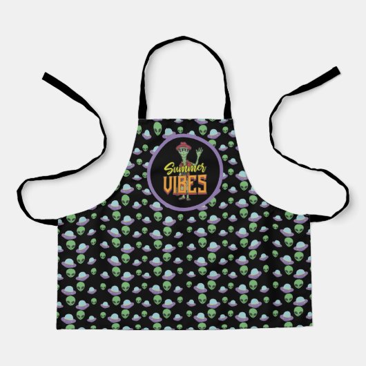 Alien UFO Summer Vibes Funny Koch Geschenk Schürze (Vorderseite)