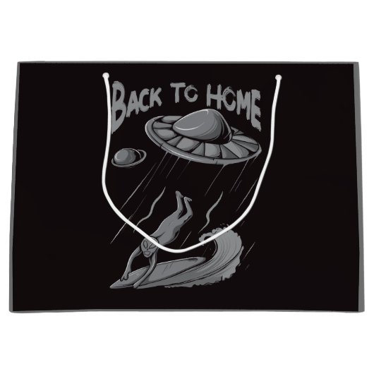 Alien ufo Surfanleitung mit Zurück zum Zuhause Große Geschenktüte (Vorderseite)