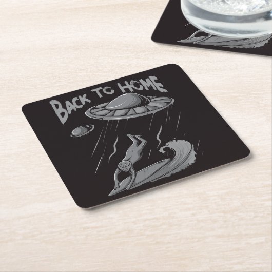 Alien ufo Surfanleitung mit Zurück zum Zuhause Rechteckiger Pappuntersetzer (angewinkelt)