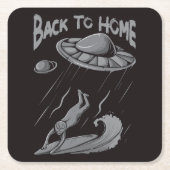 Alien ufo Surfanleitung mit Zurück zum Zuhause Rechteckiger Pappuntersetzer (Vorderseite)