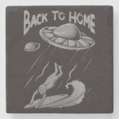 Alien ufo Surfanleitung mit Zurück zum Zuhause Steinuntersetzer (Vorderseite)