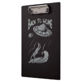 alien ufo surfing illustration with back to home   klemmbrett (Links)