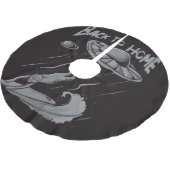 alien ufo surfing illustration with back to home  polyester weihnachtsbaumdecke (Schrägansicht)