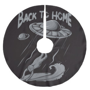 alien ufo surfing illustration with back to home  polyester weihnachtsbaumdecke