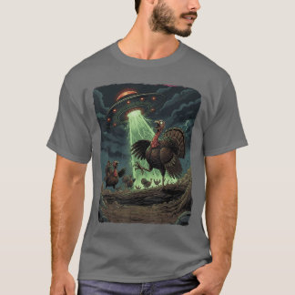 Alien UFO-Truthahn-Entführungshanksgiving Dark Hor T-Shirt