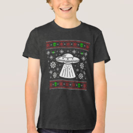 ALIEN UFO UGLY XMAS SWEATER CHRISTMAS Tri-Blend SHIRT