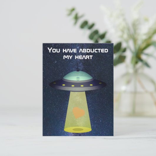 Alien UFO Valentine: Sie haben mein Herz entführt Postkarte (Stehend Vorderseite)