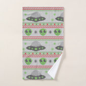 Alien Ugly Christmas Sweater Badhandtuch Set (Handtuch)