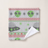 Alien Ugly Christmas Sweater Badhandtuch Set (Waschlappen)