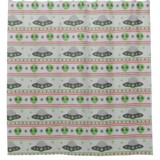 Alien Ugly Christmas Sweater Duschvorhang (Vorderseite)