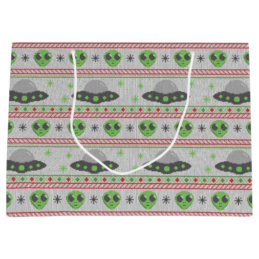 Alien Ugly Christmas Sweater Große Geschenktüte (Vorderseite)