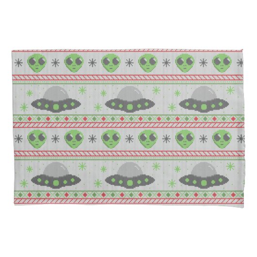 Alien Ugly Christmas Sweater Kissenbezug (Vorderseite)