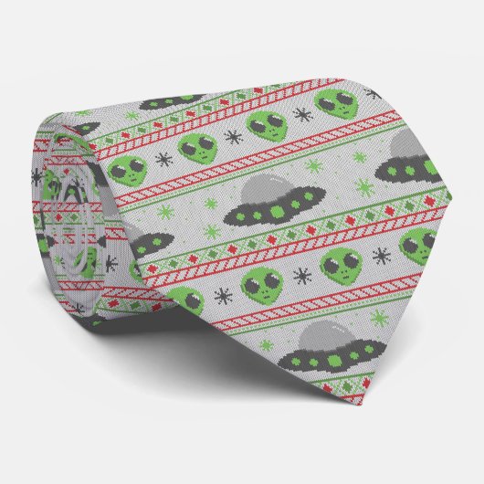 Alien Ugly Christmas Sweater Krawatte (Gerollt)