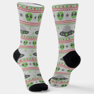Alien Ugly Christmas Sweater Socken