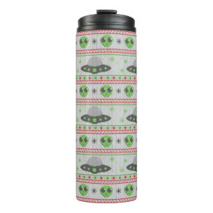 Alien Ugly Christmas Sweater Thermosbecher
