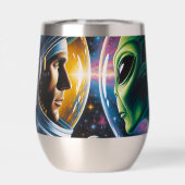 Alien und Astronaut im Weltraum (Rückseite)