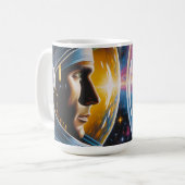 Alien und Astronaut im Weltraum Kaffeetasse (Vorderseite Links)