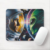 Alien und Astronaut im Weltraum Mousepad (Mit Mouse)