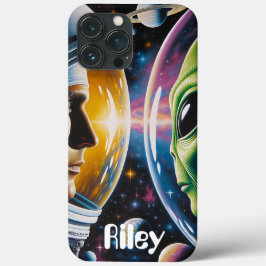 Alien und Astronaut im Weltraum Personalisiert Case-Mate iPhone Hülle