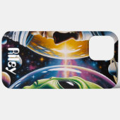 Alien und Astronaut im Weltraum Personalisiert Case-Mate iPhone Hülle (Rückseite (Horizontal))